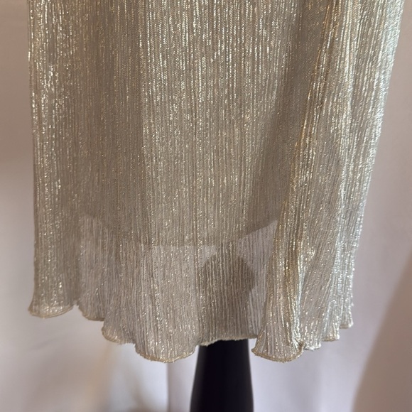 Zara Basic Shimmering Silver Spaghetti Strap Flowy Midi Dress - Picture 3 of 12